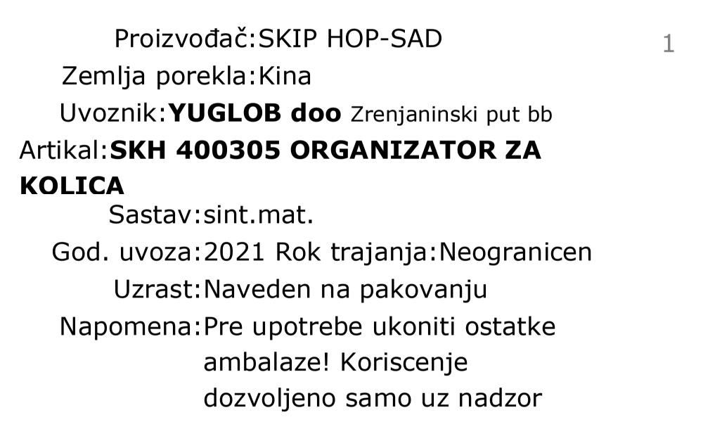 Skip Hop torba-organizator za kolica 400305 deklaracija
